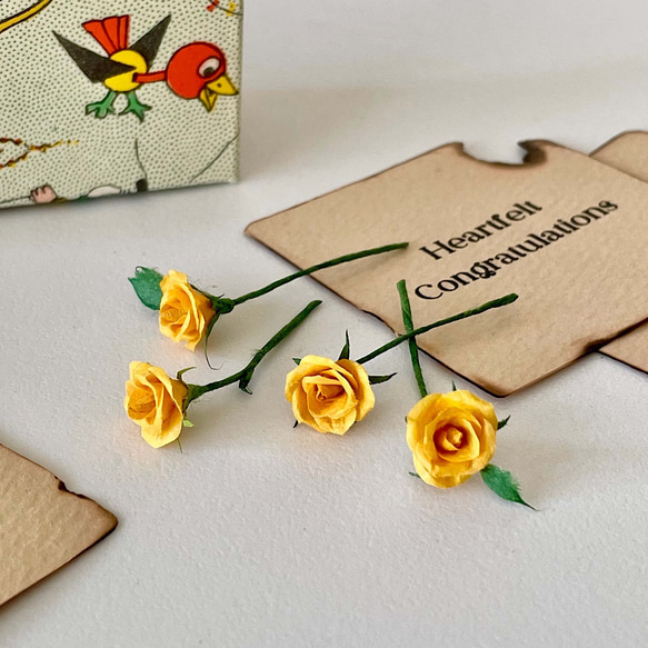 誕生日や記念日に…究極のミニメッセージカード〈和紙のミニチュアドール＆バラのミニ花束セット〉 8枚目の画像