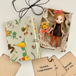 誕生日や記念日に…究極のミニメッセージカード〈和紙のミニチュアドール＆バラのミニ花束セット〉 10枚目の画像