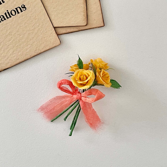 誕生日や記念日に…究極のミニメッセージカード〈和紙のミニチュアドール＆バラのミニ花束セット〉 7枚目の画像
