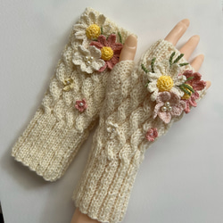 手編み バラのモチーフセット（ピンク) ハンドメイド レース編み