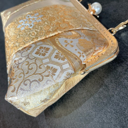 新作！1点限定！上質パッチワーク♡5種上品ゴールド系高級帯地で上品帯地バッグ　フォーマルバッグ　パーティーバッグ 9枚目の画像