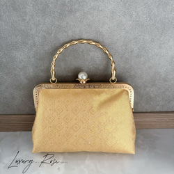 新作！1点限定！上質パッチワーク♡5種上品ゴールド系高級帯地で上品帯地バッグ　フォーマルバッグ　パーティーバッグ 4枚目の画像