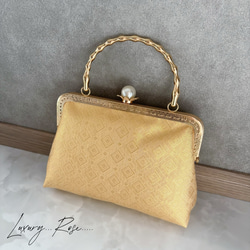 新作！1点限定！上質パッチワーク♡5種上品ゴールド系高級帯地で上品帯地バッグ　フォーマルバッグ　パーティーバッグ 5枚目の画像