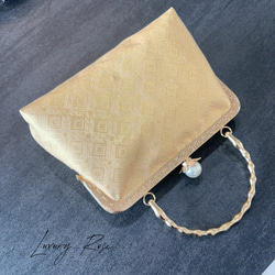 新作！1点限定！上質パッチワーク♡5種上品ゴールド系高級帯地で上品帯地バッグ　フォーマルバッグ　パーティーバッグ 12枚目の画像