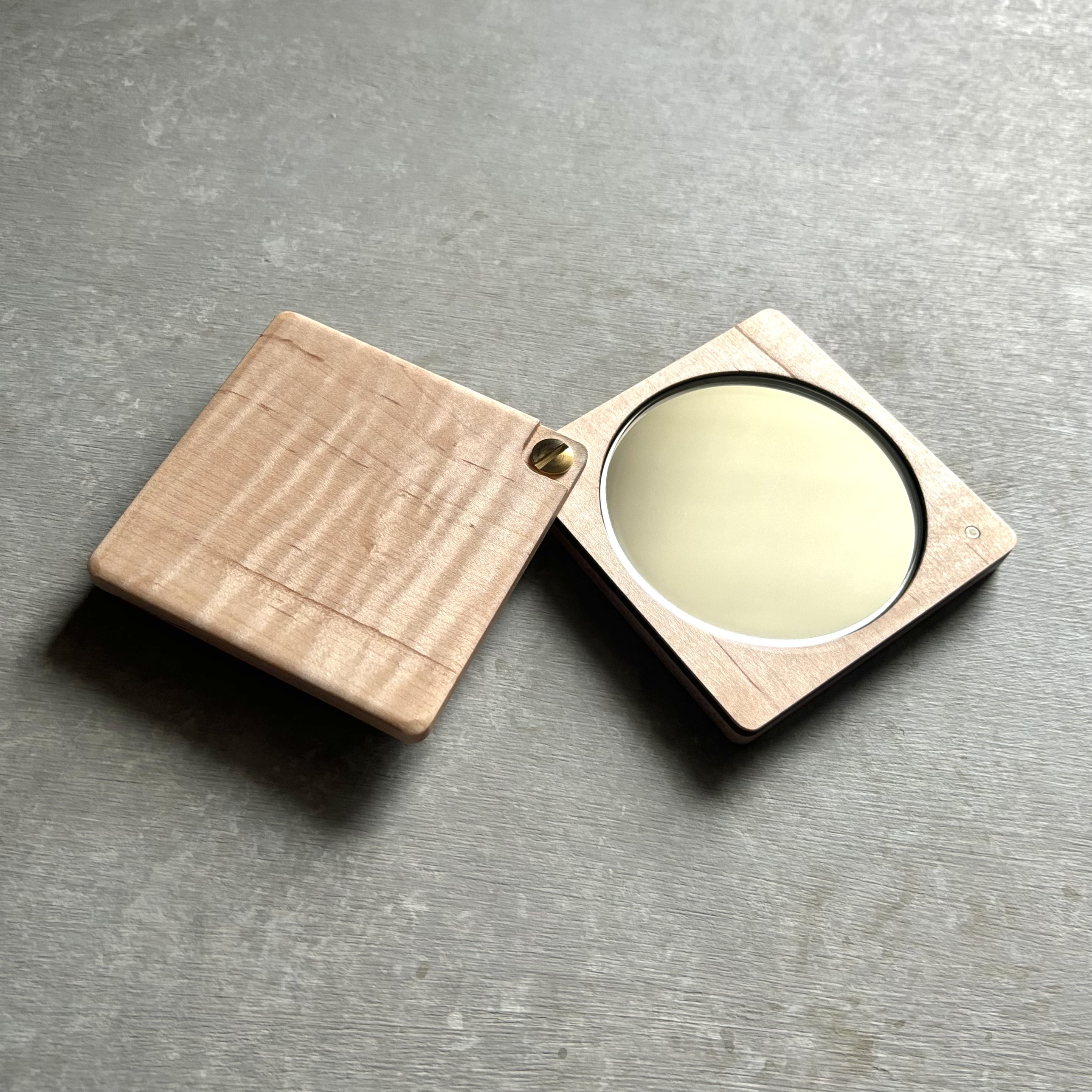 コンパクトミラー ”輝-kagayaki-”【樹種:メープル】<№08-M-10004>