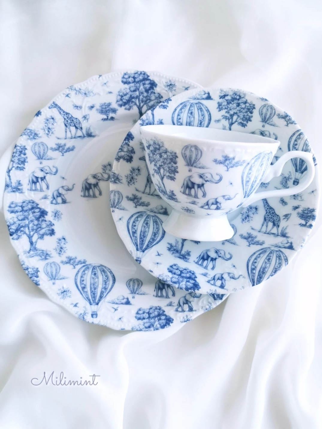 【受注制作】穏やかなサファリ ティーセット(カップ＆ソーサー1点、プレート1点)　コーヒーカップ　ティーカップ