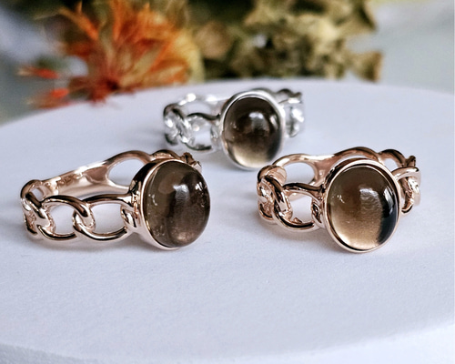 【MHTスモーキークォーツチェーンリング】9〜10号 SIENA ROSE（シエナロゼ） 指輪 リング GEMSTONE・チェーンリング