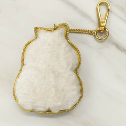 新入荷！インドより！素材としてもそのままでも！『インドの伝統的な刺繍技法、ザリ刺繍！バッグチャーム』～ファーリー 　猫～ 3枚目の画像