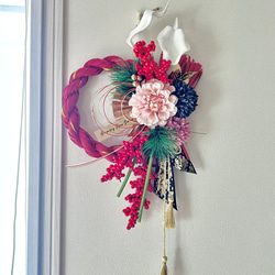 お正月リース♪No.8 No.96 カラー八の字しめ縄リース2024 ハンドメイドお正月飾り玄関