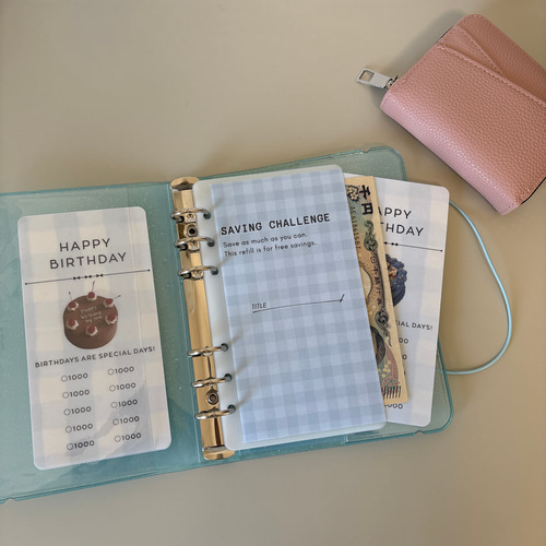 韓国雑貨入荷！pvcバインダーA6サイズ/saving/savingグッズ/家計管理