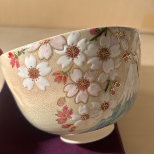 京焼 色絵 富士山 桜に鶴 抹茶茶碗 茶碗・めし碗 清香〜きよか〜 通販