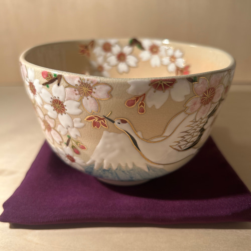 京焼 色絵 富士山 桜に鶴 抹茶茶碗 茶碗・めし碗 清香〜きよか〜 通販