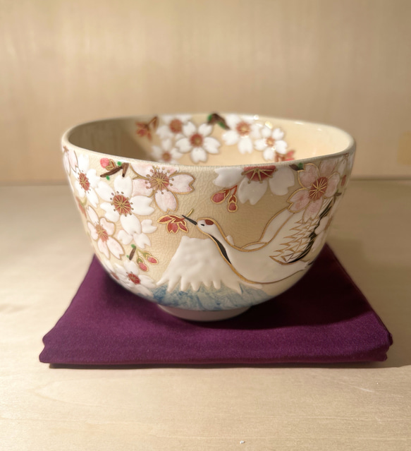 京焼 色絵 富士山 桜に鶴 抹茶茶碗 茶碗・めし碗 清香〜きよか〜 通販