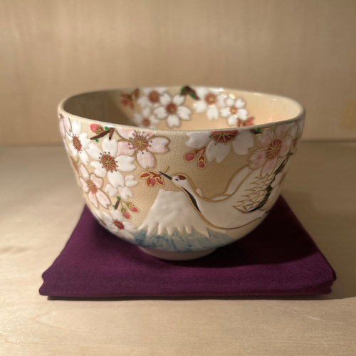 京焼 色絵 富士山 桜に鶴 抹茶茶碗 茶碗・めし碗 清香〜きよか〜 通販