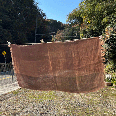 熟成柿渋染め三重織ショートストールK25096