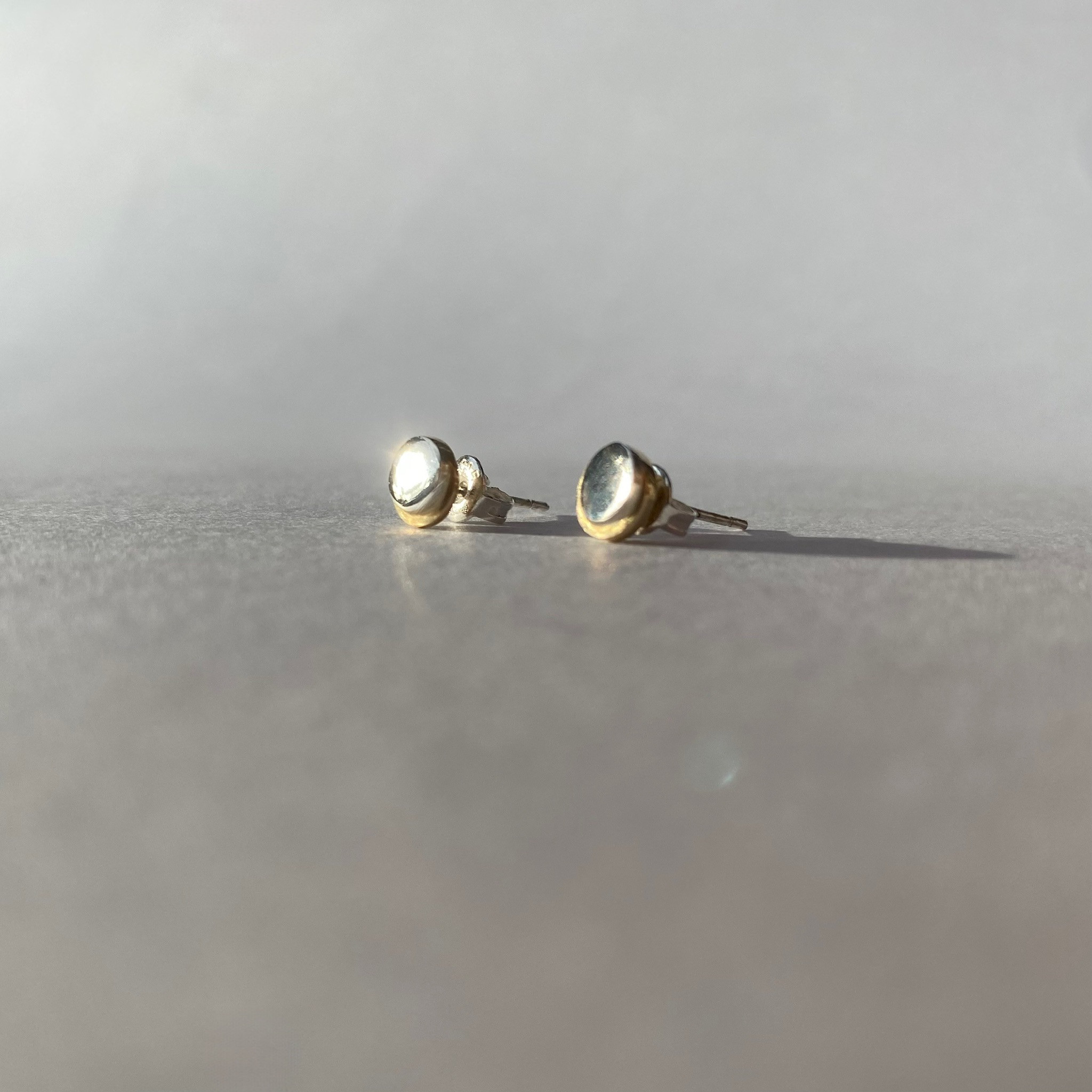 2段のピアス 真鍮×silver950