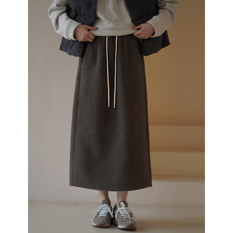 ふかふかしっかり厚手のリングル地 すっきりシルエットのハイウエストスカート#868