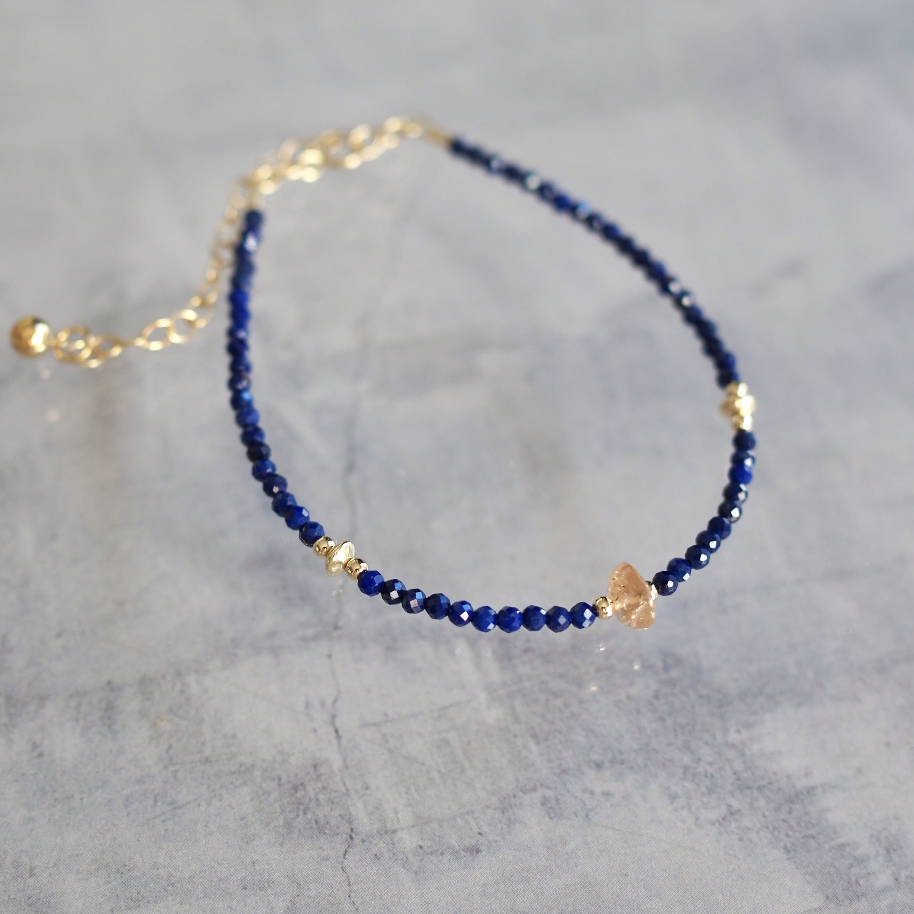 《期間限定20%off》God bless U:インペリアルトパーズ+ラピスラズリ　ブレスレット(14kgf)一点もの