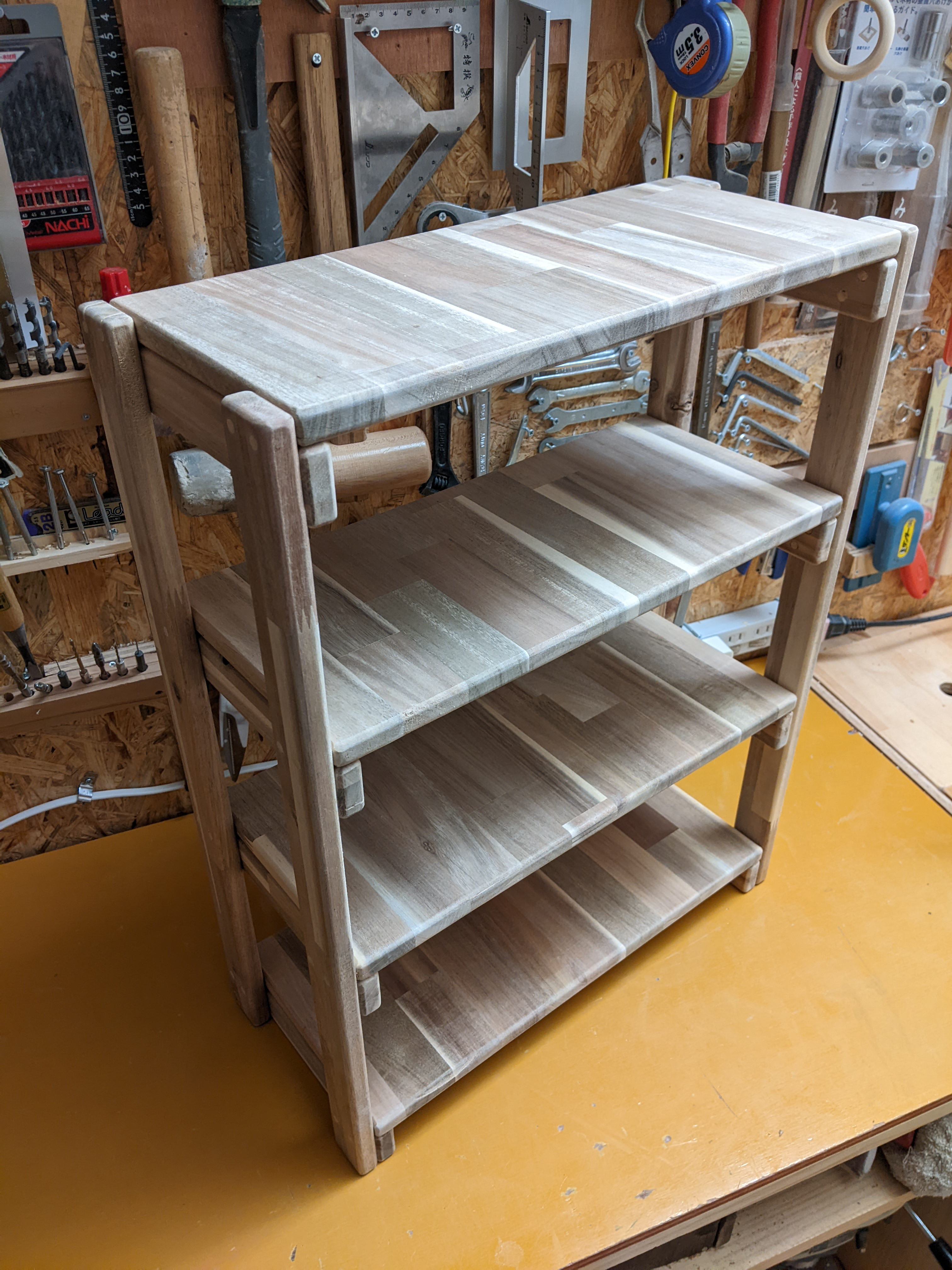 アカシア　オープンシェルフ4段　無塗装［棚　ラック］