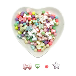 アクリルビーズミックス 4種セット【リボン/星/ハート/丸】パステルカラー ハンドメイド素材 pt-2957 4枚目の画像