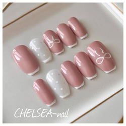 ツイード×ハートミラーネイル(ブラウン) ネイルチップ（つけ爪