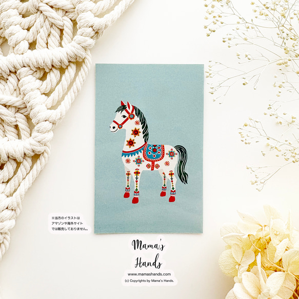 ⭐️已售出2件《帶來幸福的馬》☘️2026馬年達拉納馬藍色錢包智慧型手機卡包 第3張的照片