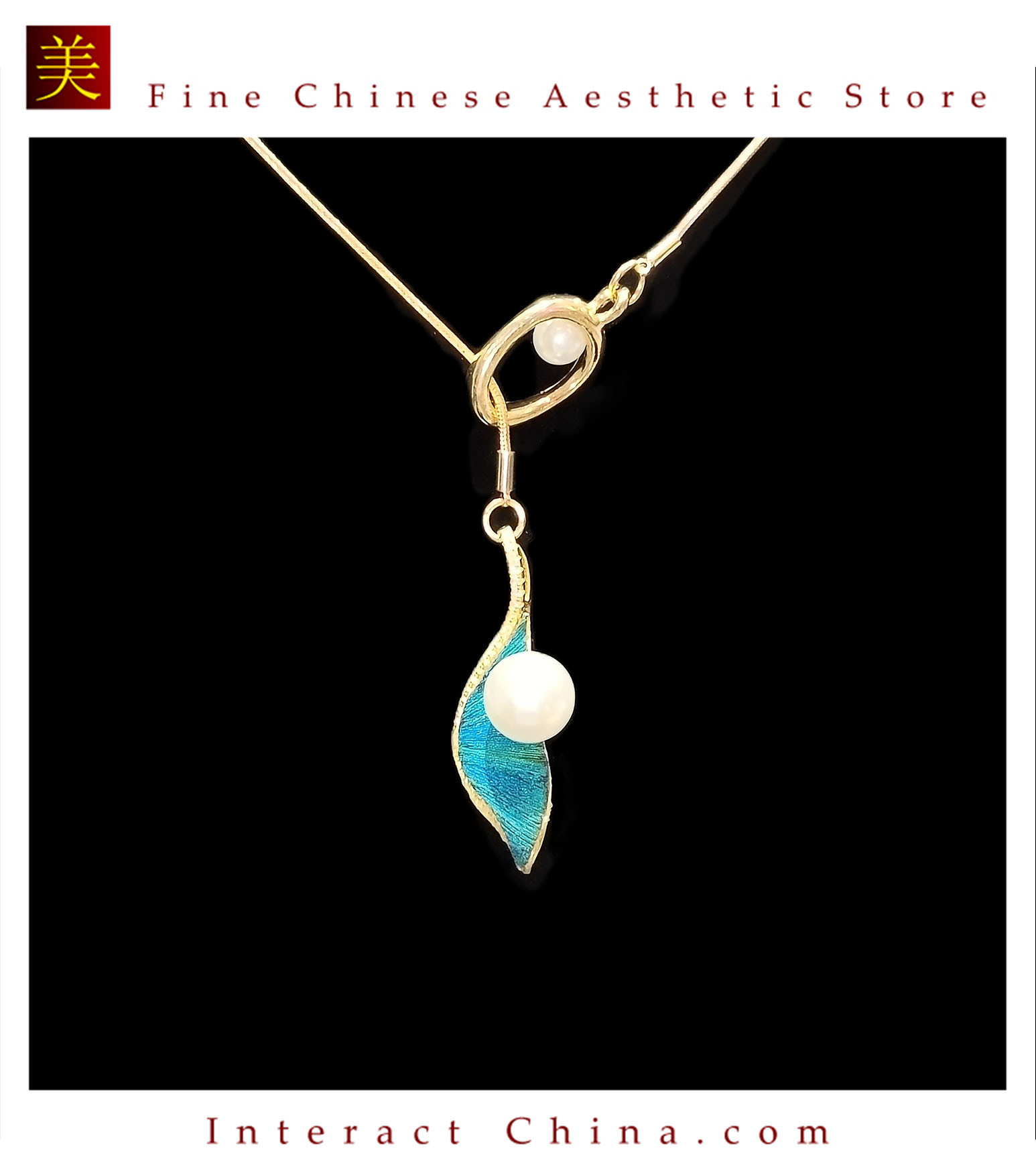 中国無形文化遺産 点翠葉＋真珠ネックレス 100% 手作り クジャク羽毛＋＋淡水真珠 クラシック雅趣#101