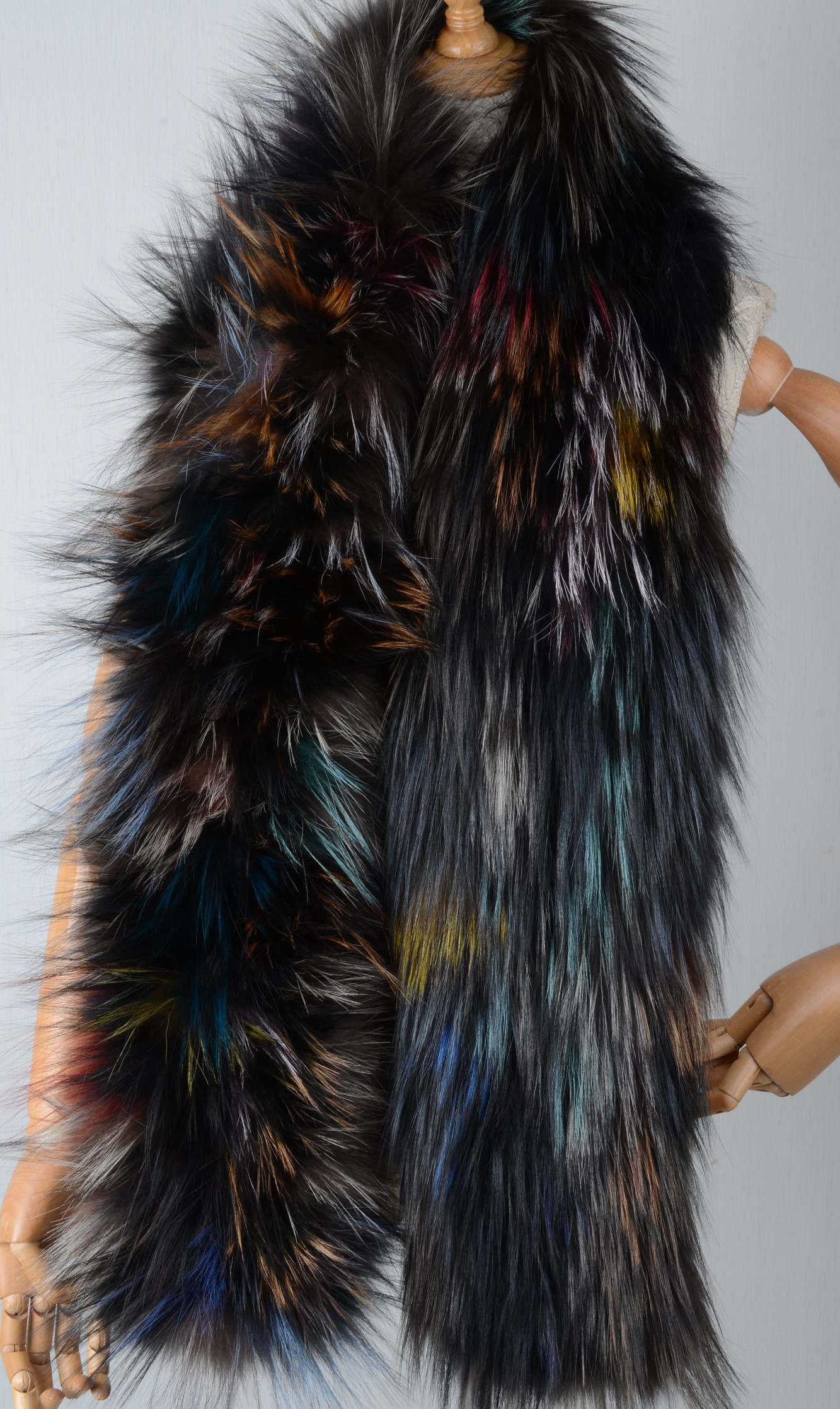 新品限定 豪華フォックスを両面で使ったロングマフラー 編み込み/毛皮ファー