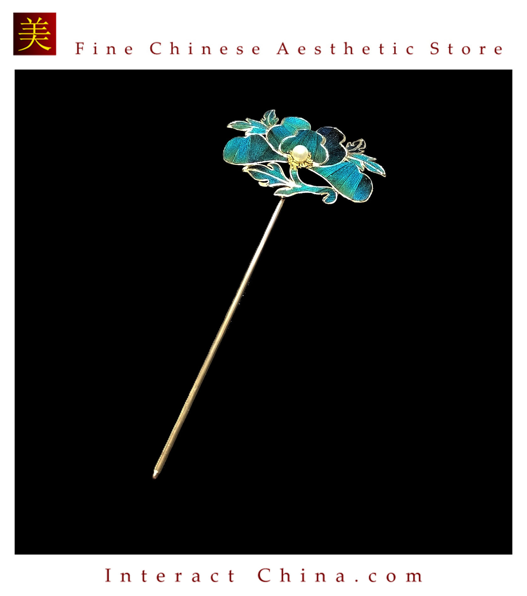 中国無形文化遺産 点翠牡丹叢簪 100% 手作り クジャク羽毛＋銅メッキ 18K 金 古典雅趣#103