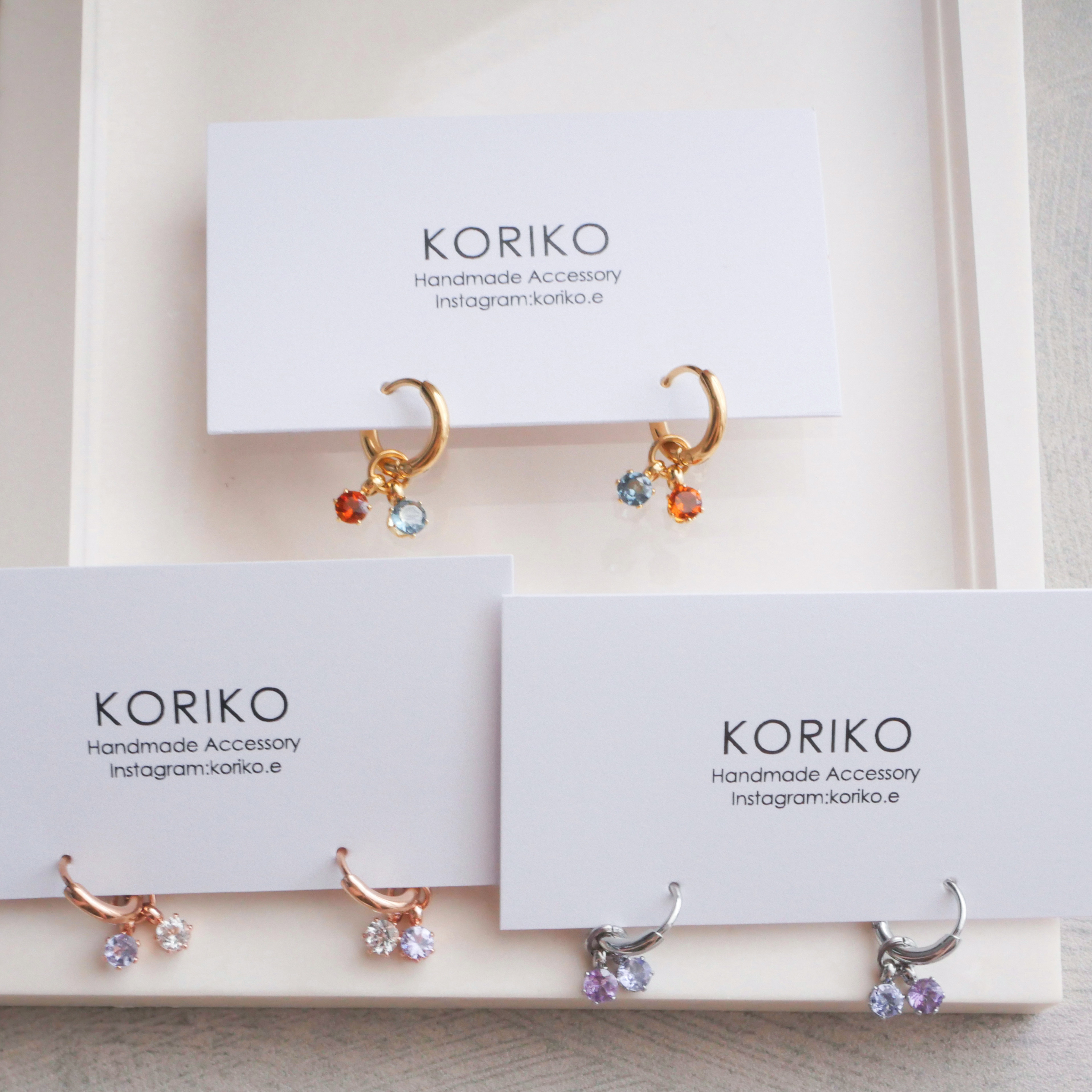 選べる二粒の誕生石 ミニフープピアス　３ｍｍ　小ぶり  サージカルステンレス　ゴールド　シルバー　ピンクゴールド　天然石