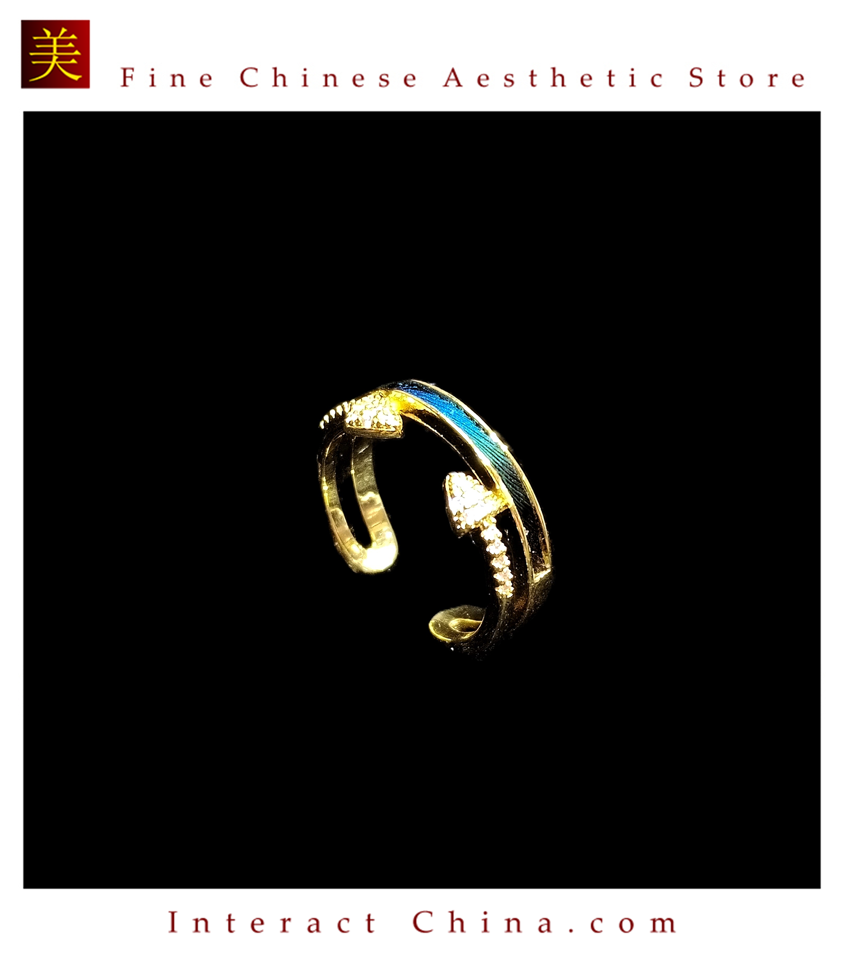 中国無形文化遺産 点翠流線リング 100% 手作り クジャク羽毛＋銅メッキ 18K 金 クラシック雅趣#105 6,006円