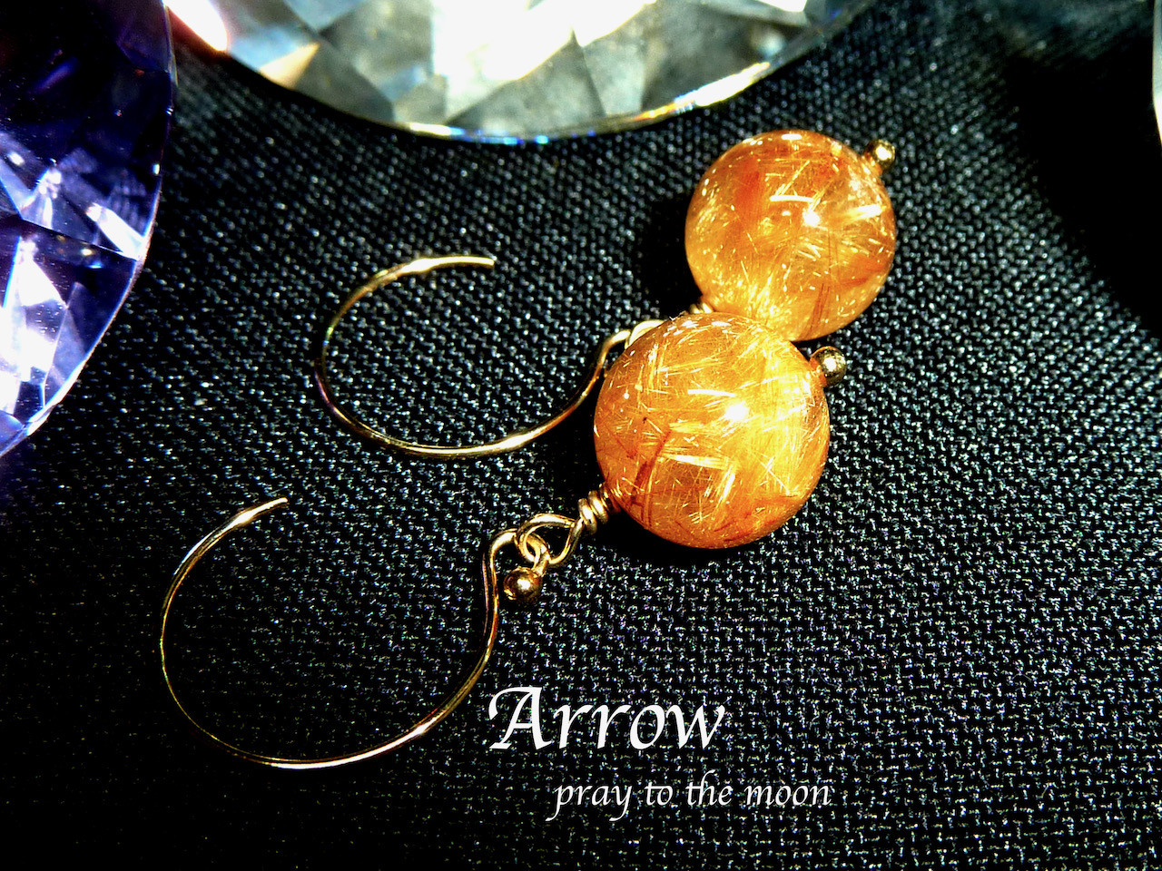 幸せが訪れる＊ブラジル産オレンジルチルクォーツピアス＊14kgf