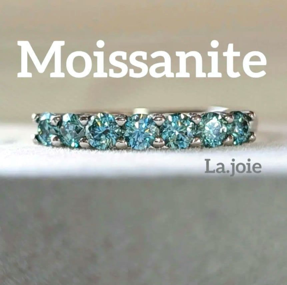 最高品質 モアサナイト 濃いブルーグリーン 人工ダイヤ ハーフエタニティ