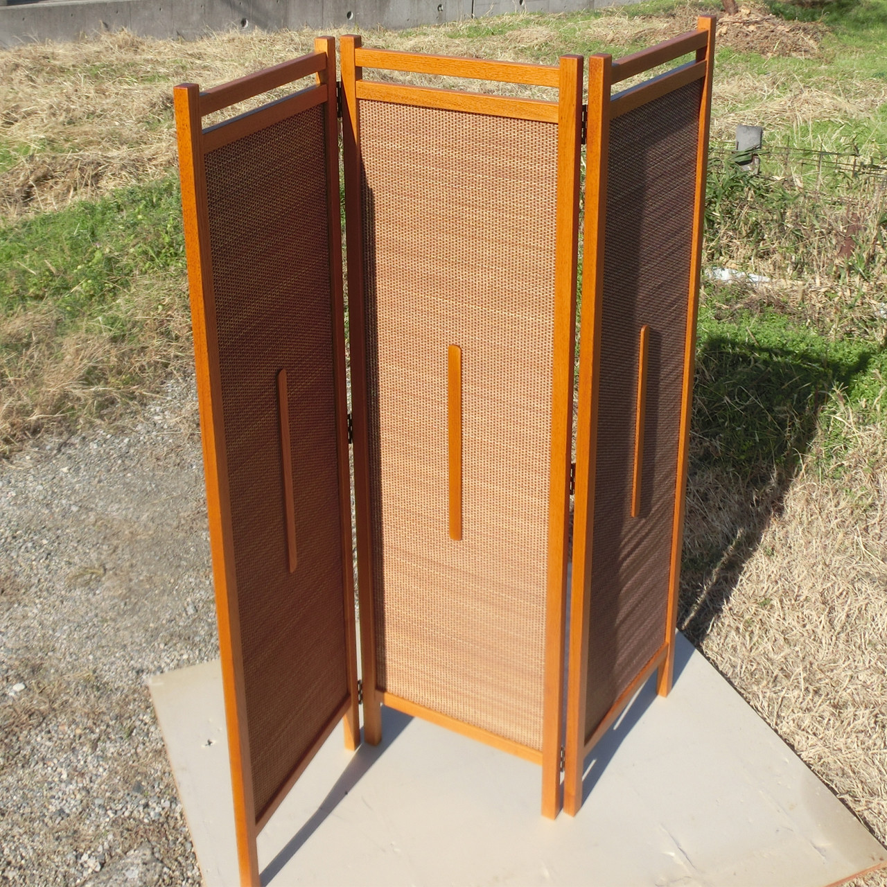 3連 パーテーション 間仕切り 竹 衝立