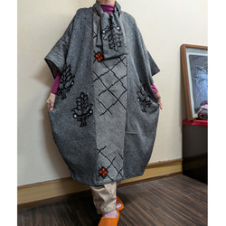 大島紬の着物からの前開きロングベスト 着物リメイク ベスト 着物