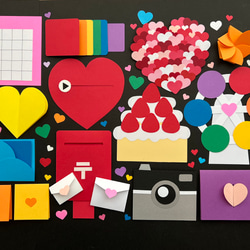 手作り仕掛けアルバム 仕掛けパーツ22点セット【カラフル】 型紙 Miii