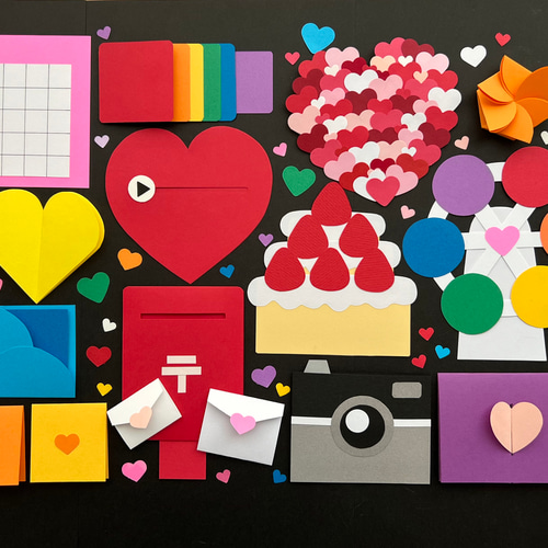 手作り仕掛けアルバム 仕掛けパーツ22点セット【カラフル】 型紙 Miii