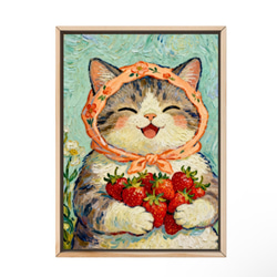 絵画。壁掛け絵原画手描き【ヨーロッパ風の椅子と白い猫】01 絵画