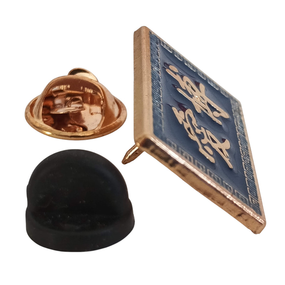 博愛ピンバッジ ロイヤルブルー エナメル着色 金めっき 亜鉛合金製 雷紋アクセサリー 15枚目の画像