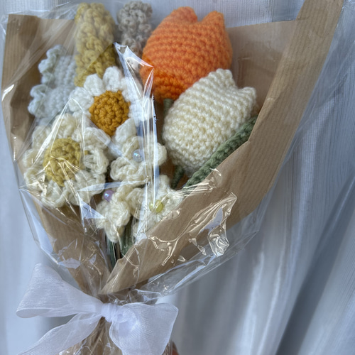 編み物 枯れない花束 毛糸のお花 大きめブーケ その他置物 amu 通販