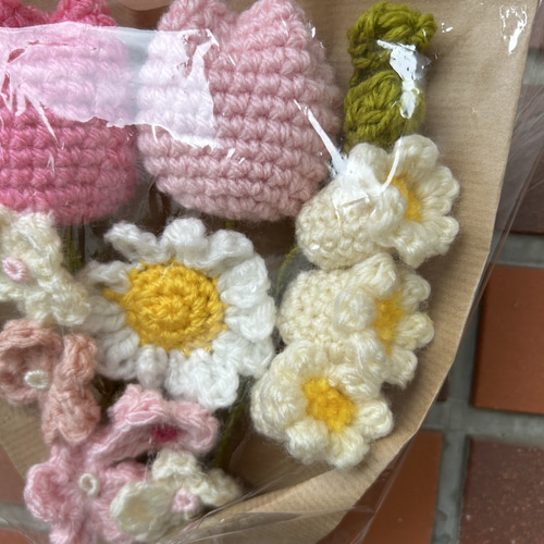 編み物 枯れない花束 毛糸のお花 大きめブーケ その他置物 amu【複数