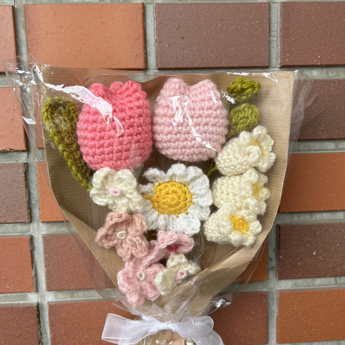 編み物 枯れない花束 毛糸のお花 大きめブーケ その他置物 amu【複数