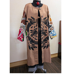 小紋の絞りの着物からのワンピース(ストール付き) 着物リメイク