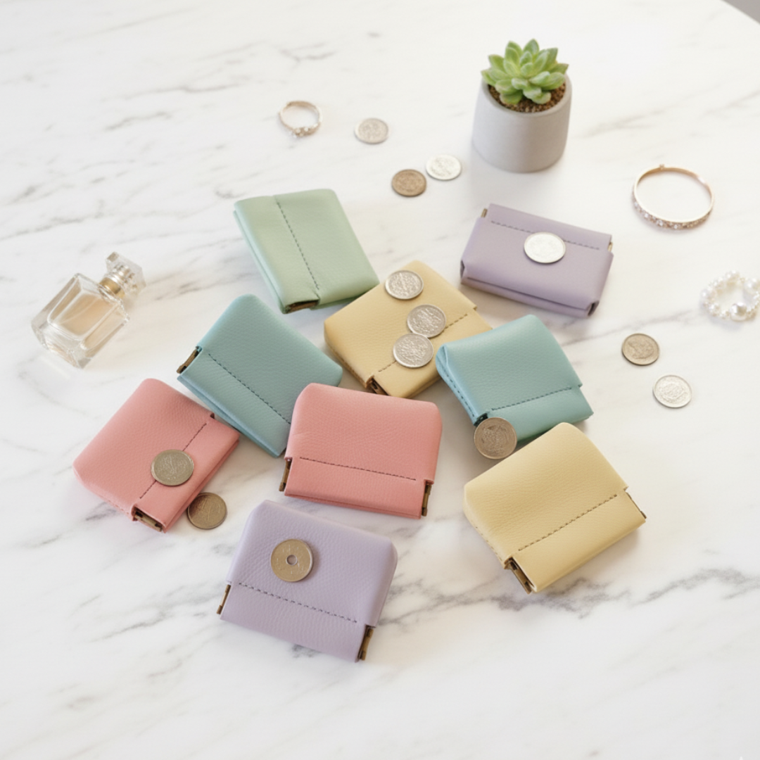 どの色にする？パステルカラーのイタリアンレザー コイン＆キーケース｜植物タンニンなめし革｜選べるカラー