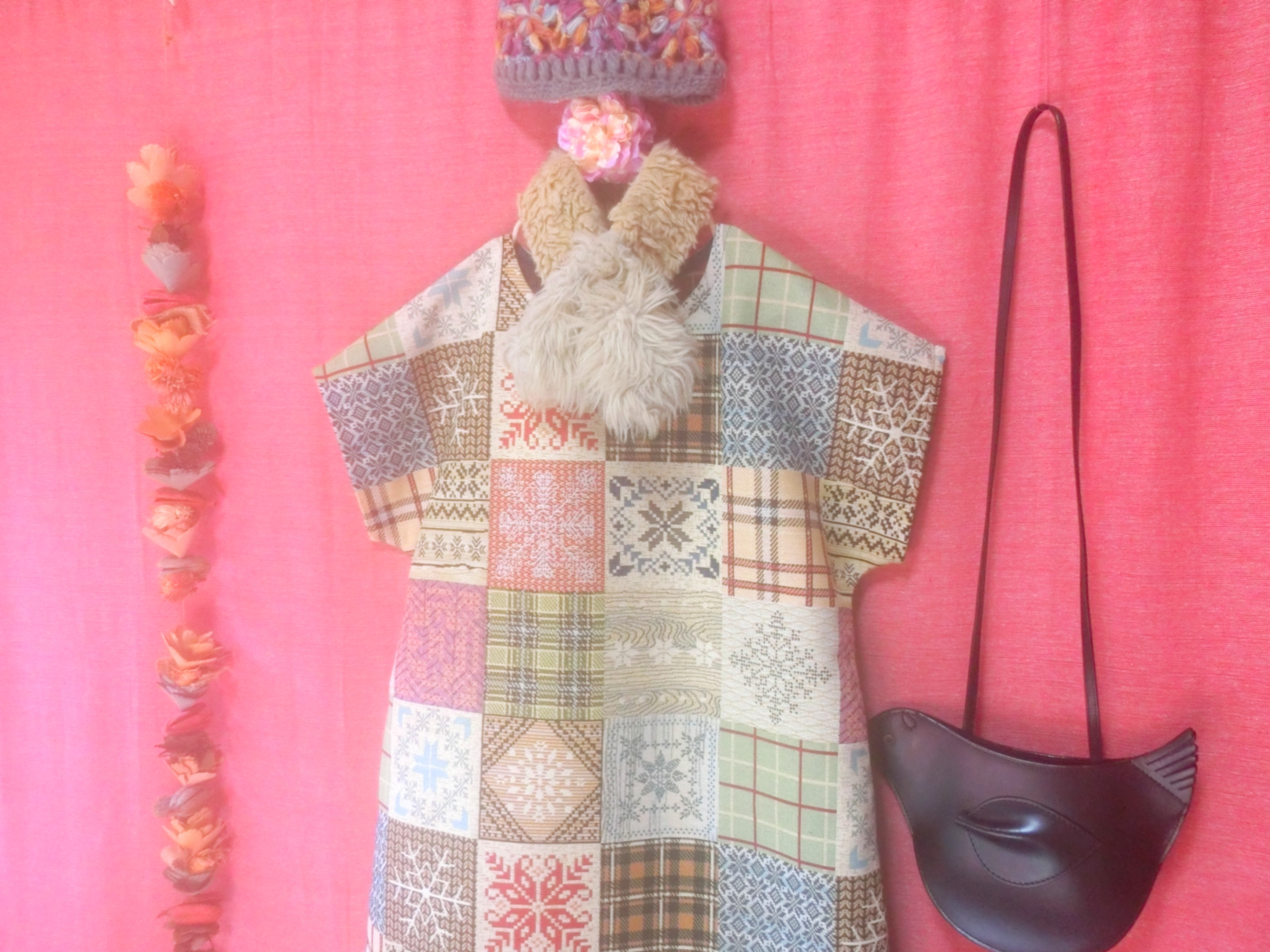 【重ね着】ゴブラン織り*ノルディック模様 ワンピース mix