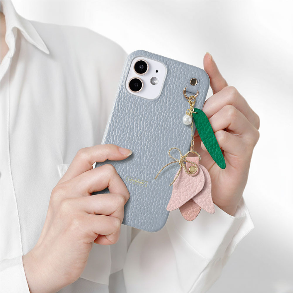 かわいい花　本革　チャーム　チューリップ　フラワー　春　ほぼ 全機種　iPhone　AQUOS#mm00001723