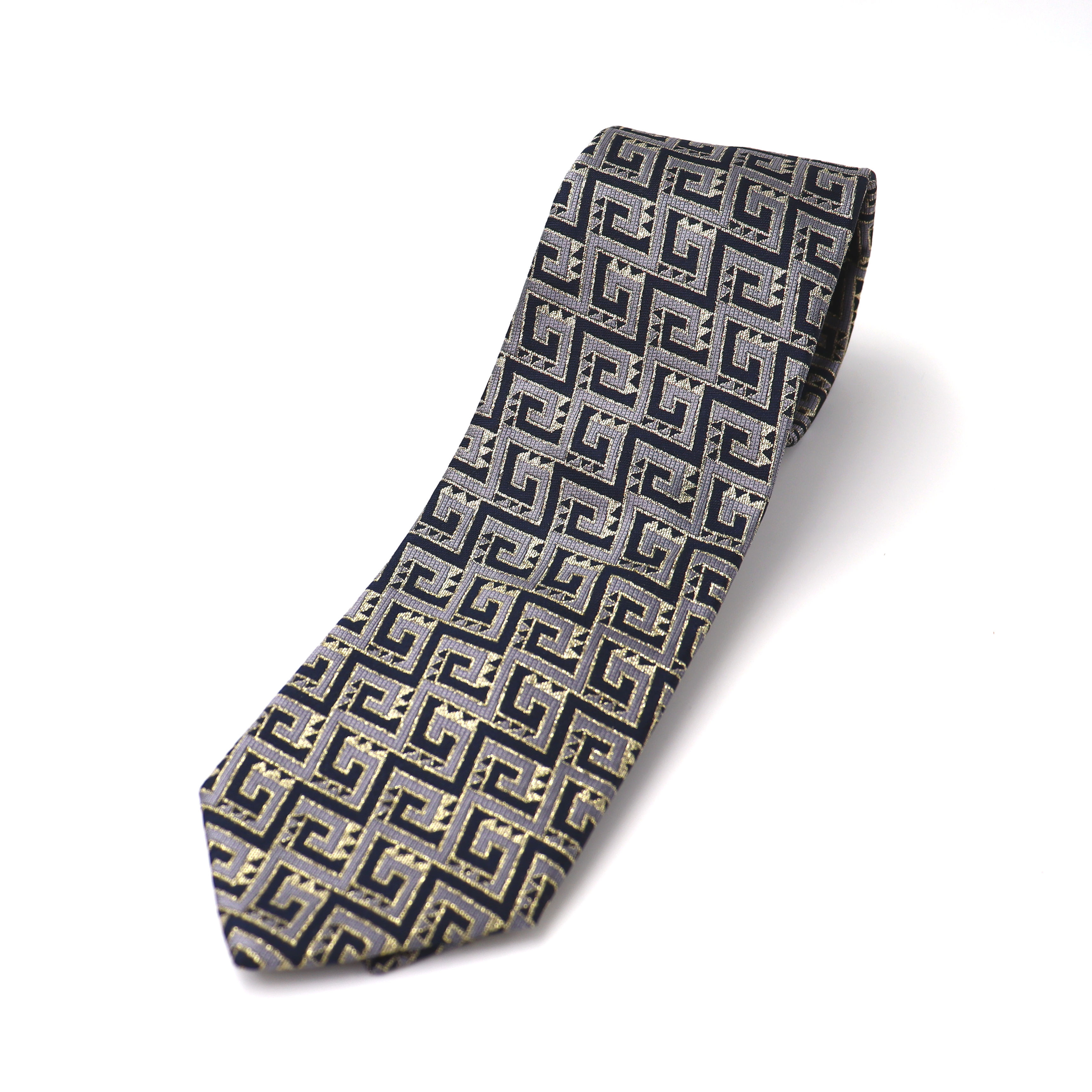 京の錦織　光峯錦織工房　干支の柄を楽しむ　馬の紋様　午年　ネクタイ　黒グレー