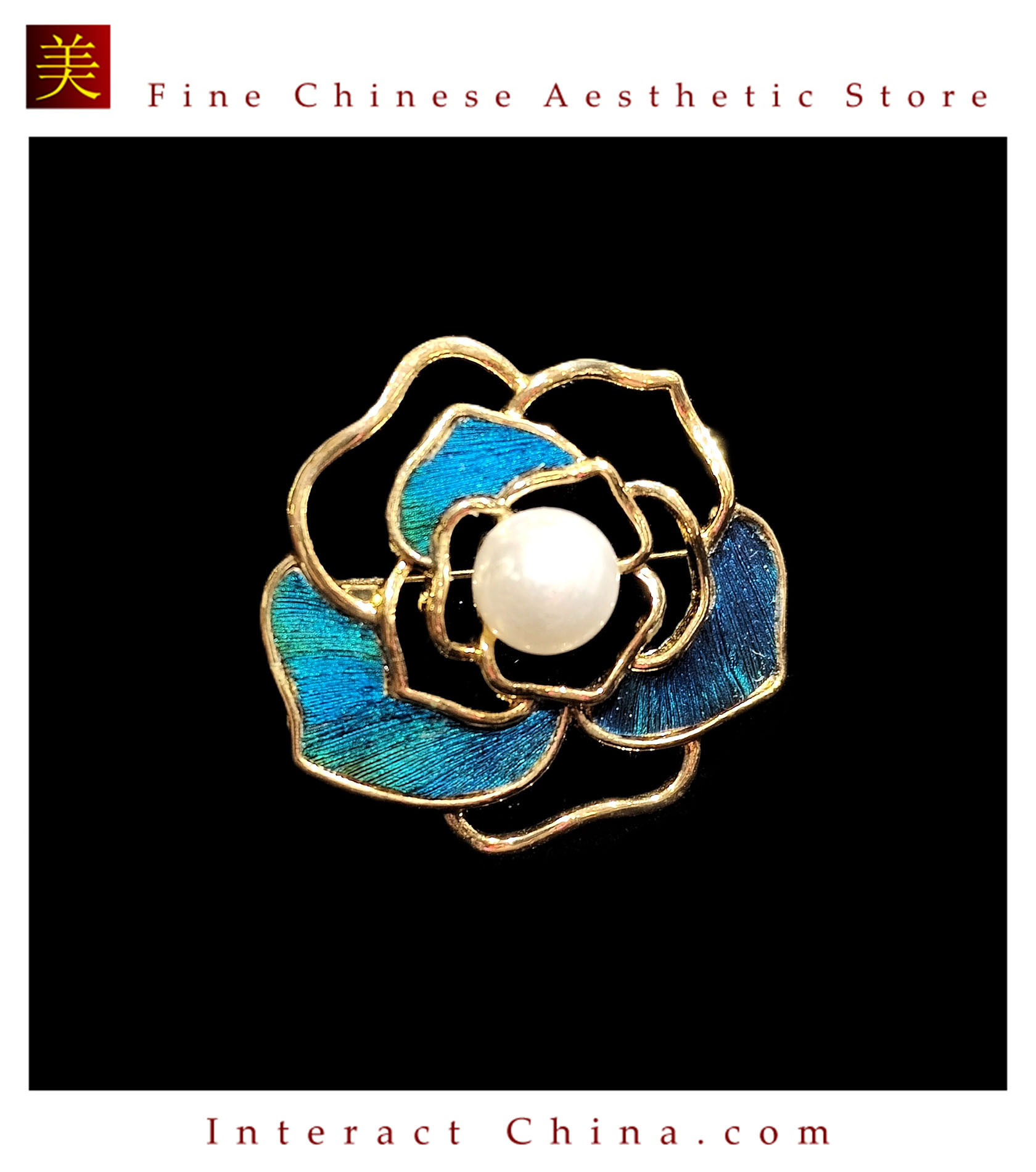 中国無形文化遺産 点翠椿ブローチ 100% 手作り クジャク羽毛＋銅メッキ 18K 金 クラシック雅趣#102