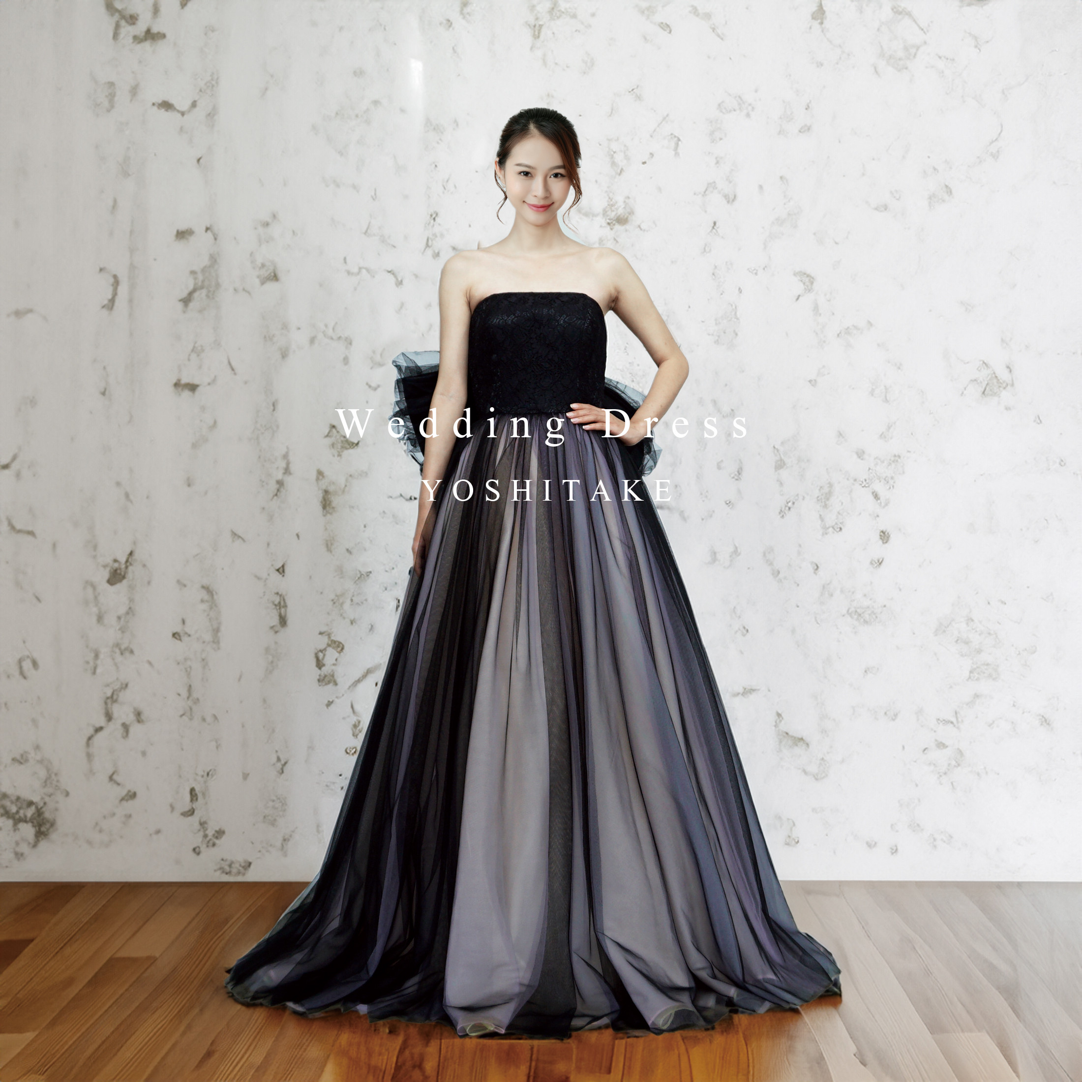 【オーダー制作】ウエディングドレス.ブラック.カラードレス.チュール.リボン.Y2584-1