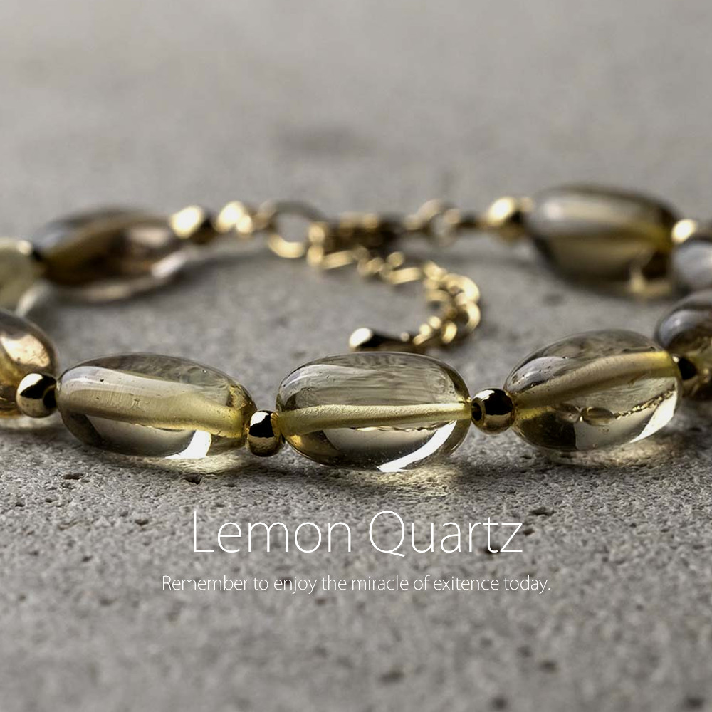 ブラジル産レモンクォーツ/スモーキークォーツ 天然石アクセサリー  黄色 個性派ブレスレット　- suzukaze22